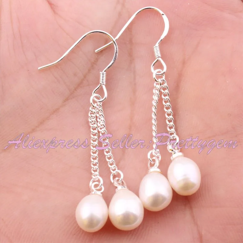 4-6x5-7mm Natural Oval Freshwater Pearl Gem Stone Beads White Tibetan Silver Dangle Hook Earrings 1 Pair,Wholesale Free Shipping