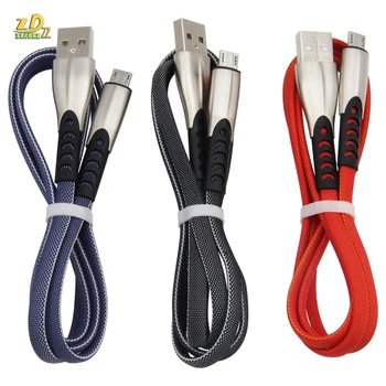 

300pcs Micro USB Cable Zinc Alloy Flat Braided Fast Charge USB Data Cable for Xiaomi Huawei Tablet Charging Cord Micro Usb Cable