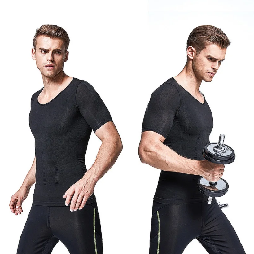 Дышащая футболка нижнее белье облегающие Топы Талия впитывающие корсеты для мужчин тело похудение Мода эластичный формирователь тела