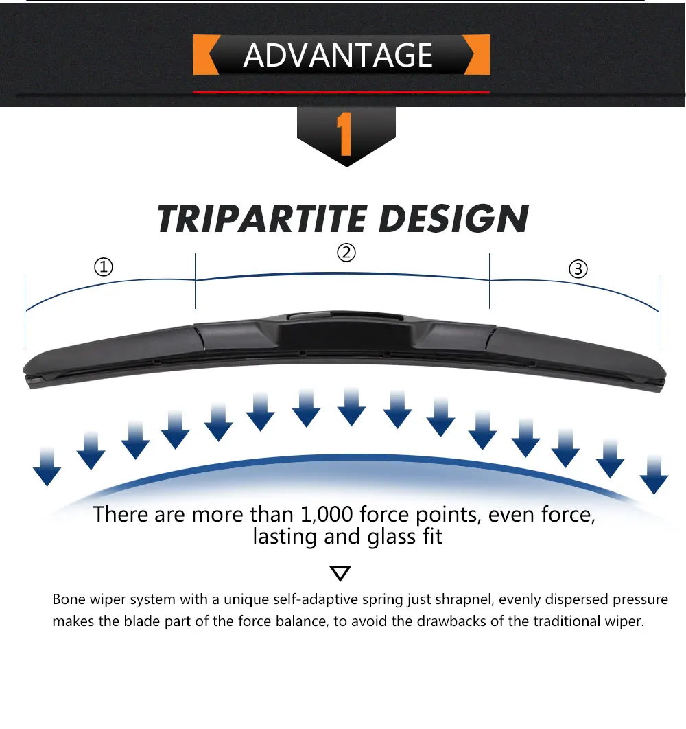 KOSOO Wiper Blade Universal U J Hook 14