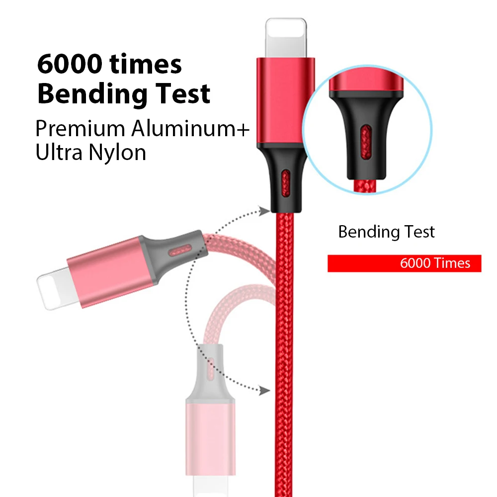  VOXLINK 3 in 1 USB Kabel Für iPhone XS Max XR X 8 7 Lade Ladegerät Micro USB Kabel Für android USB 