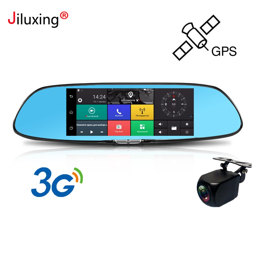 

Jiluxing D02S 3G 1080P GPS navigation Car Dvr 7" Touch screen Dash cam Car camera rearview mirror Android 5.0 Bluetooth Wifi