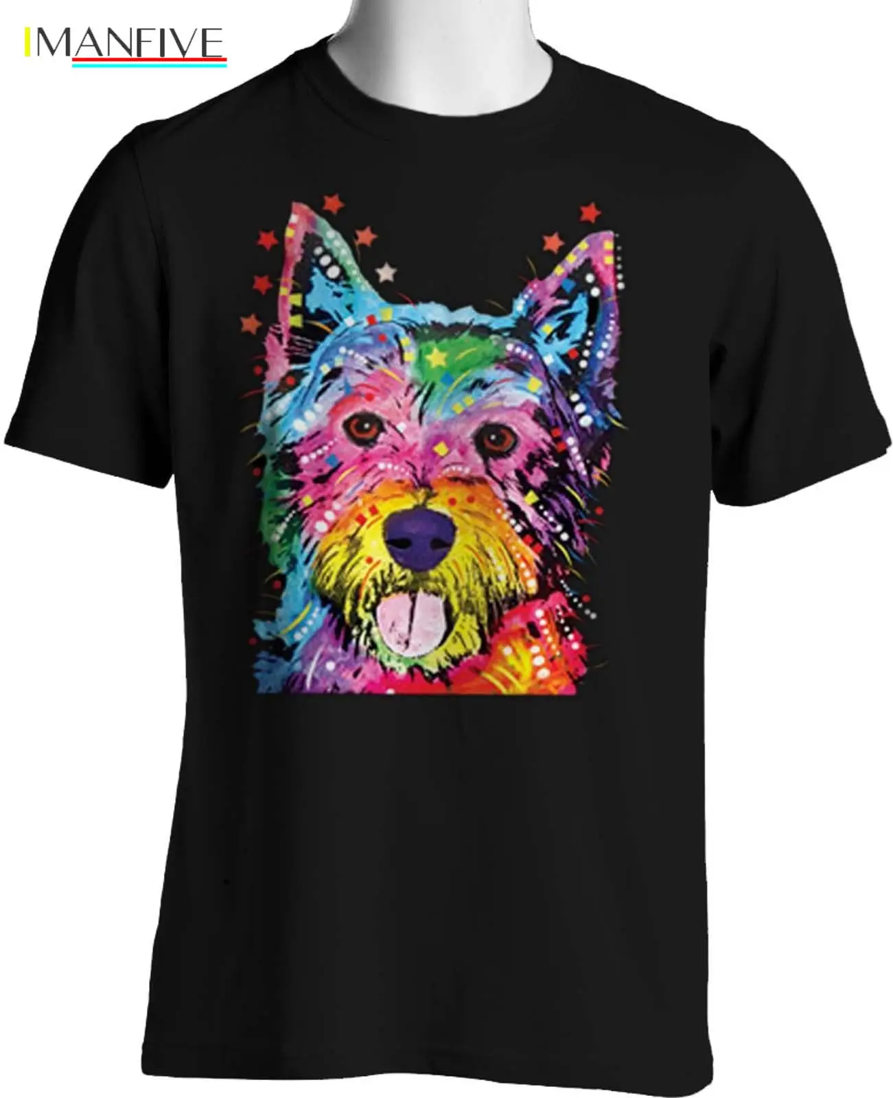 

Cute Westie Dog Neon Dean Russo Art T Shirt Mens s Graphic Streetwear harajuku Print Cotton funny t shirts men