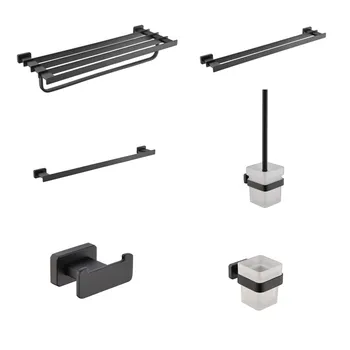

Export black towel rack single pole towel rack stainless steel bath towel rack shower room toilet brush toilet hardware pendant