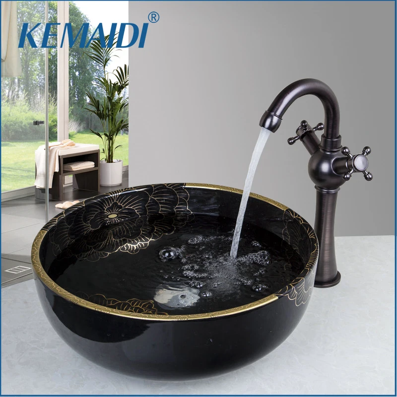 Round Paint Bowl Sinks / Vessel Basins With Washbasin Ceramic Basin