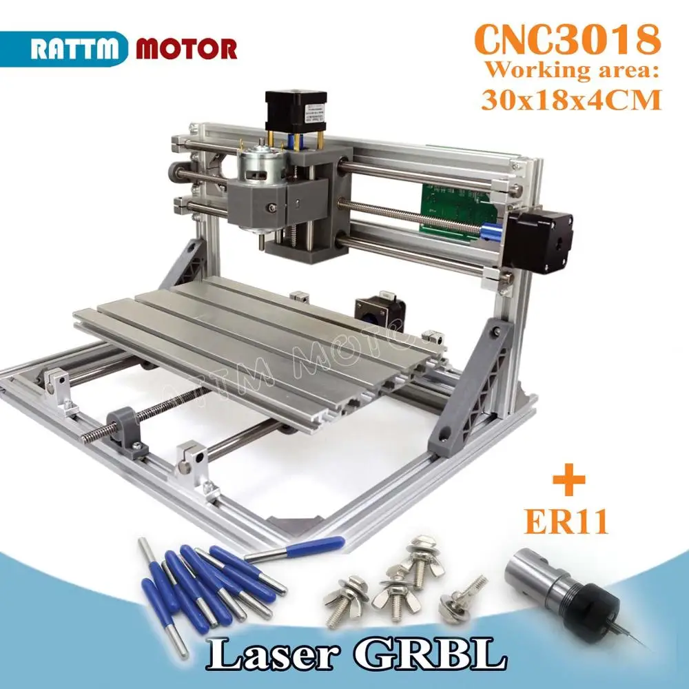 Рус корабль! CNC 3018 GRBL управление Diy станок с ЧПУ 30x18x4,5 см, 3 оси Pcb ПВХ фрезерный станок древесины маршрутизатор лазерная гравировка v2.5 - Цвет: 3018-ER11