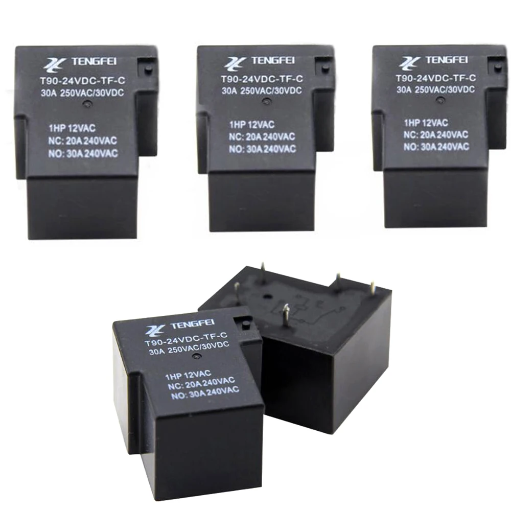 

5PCS T90 Small Conversion Type Relay 24V 5 Pins 30A T90-24VDC-TF-C
