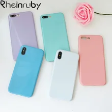 

Rheinruby Glitter Candy Color Phone Case For iphone X 6 6S Bling Solid Color Soft Back Cover For iPhone 7 8 6S Plus Capa Funda