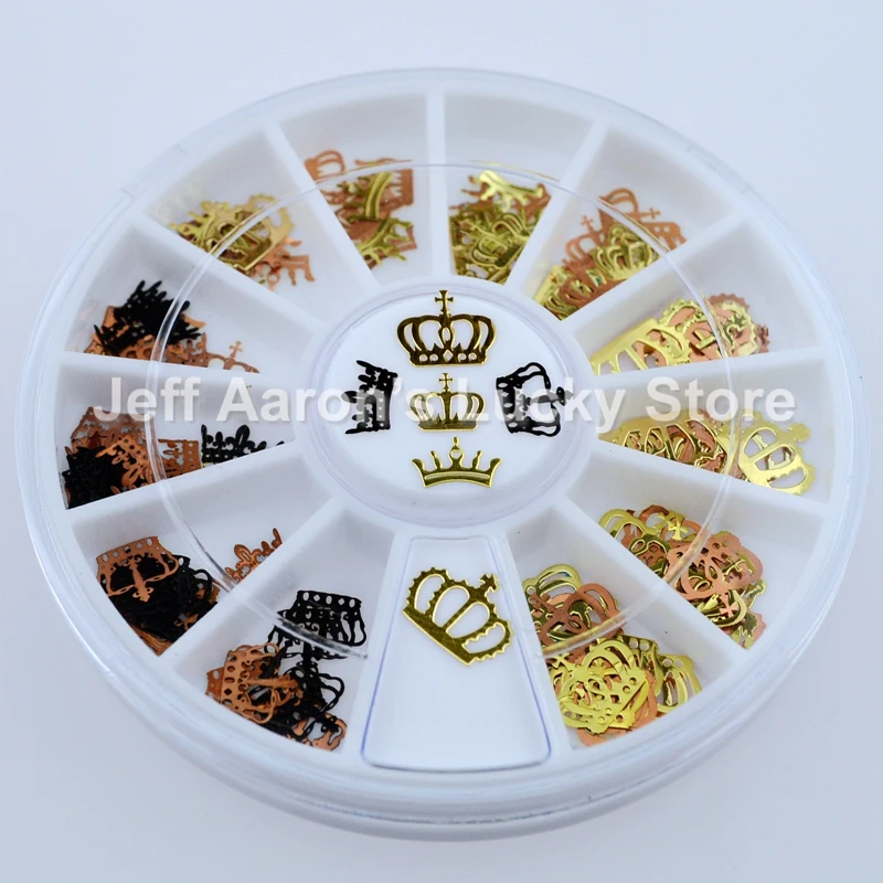 Черное золото металл императорская корона ногти фольга наклейки колесо для нарезки дизайн ногтей украшения инструменты