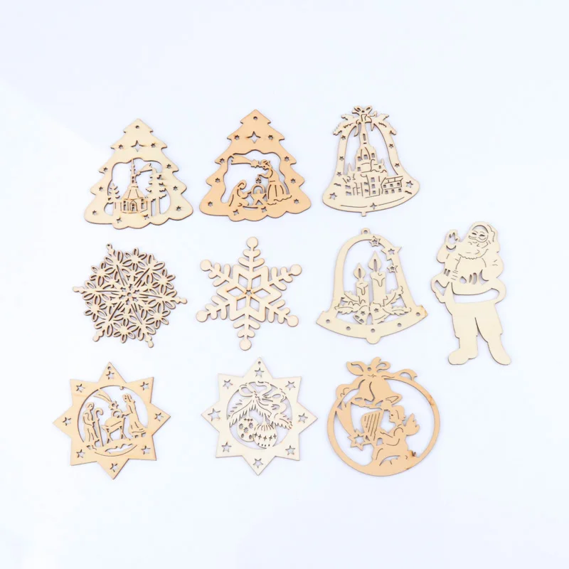 

Wooden Christmas Series Pattern Scrapbooking Craft Embellishment For Handmade Sewing Home Decoration 60-100mm 10pcs MT1545-FD