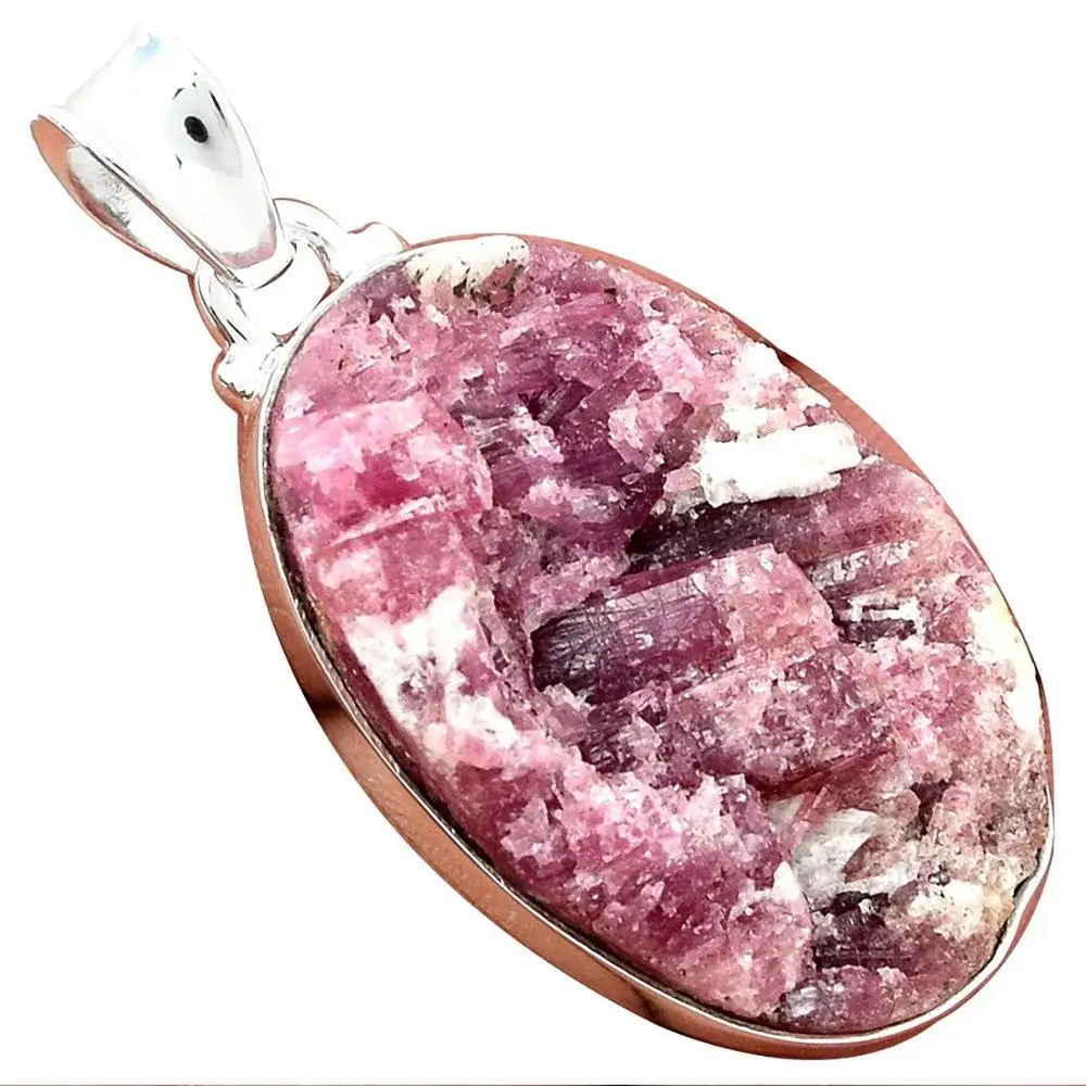 

Lovegem Genuine PINK TURMULINE QUARTZ Pendant 925 Sterling Silver,42mm, AP2023