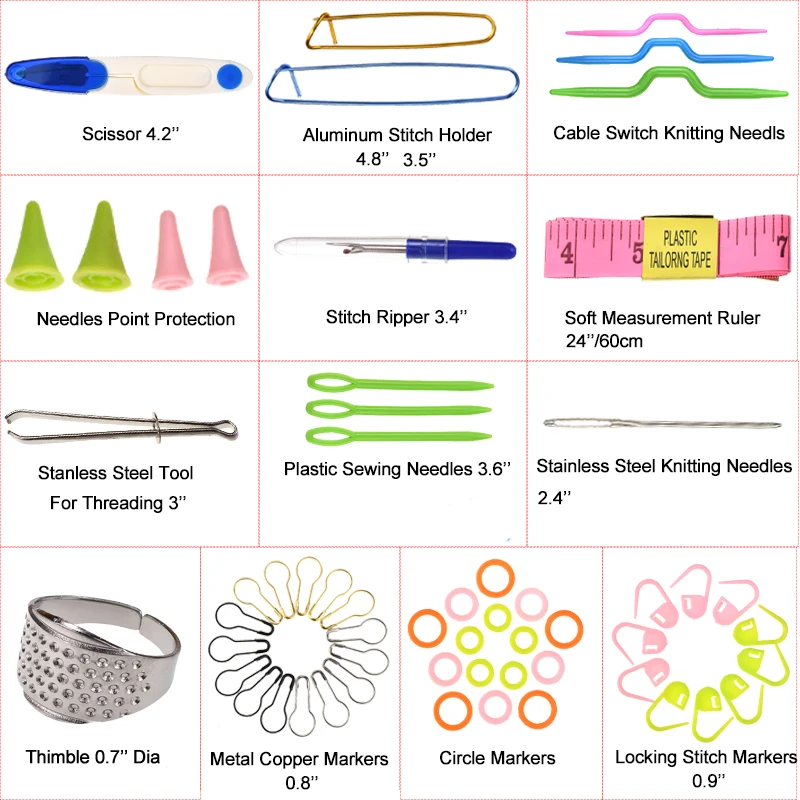 60 шт./компл. основной Вышивание вязание и застежки для вязания интимные аксессуары Вышивание комплект поставки с измерительная лента Snipper держатели петель рукоделие