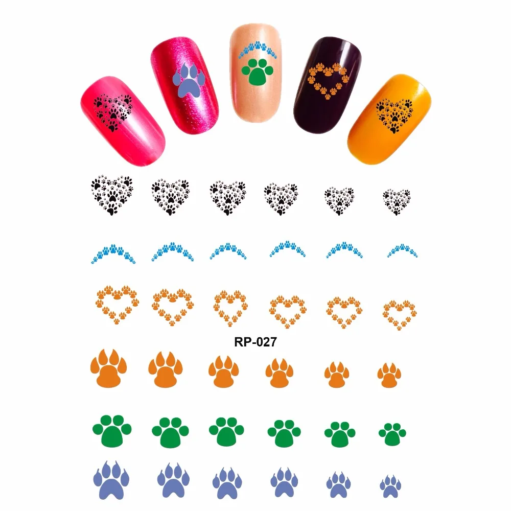 NAIL ART BEAUTY наклейка на ногти водная наклейка слайдер мультфильм животное коготь лапа ноги Печать RP025-030