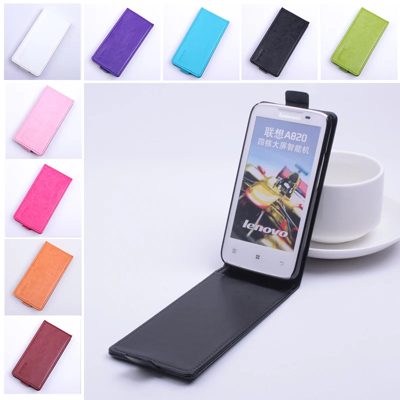 

Fashion 9 colors Flip Leather Cover Case for Lenovo A820 Vertical Back Cover Magnetic Protective Shell Open Up and Down