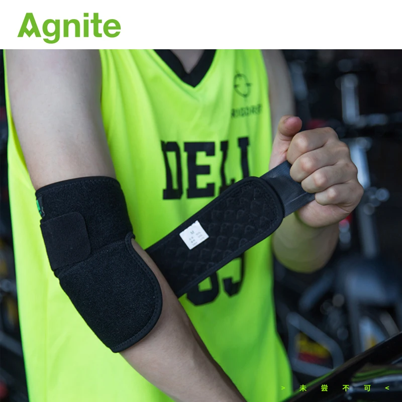Agnite الكوع سوبورت 1 قطع قابل للتعديل تصلح اللياقة البدنية علم الحركة الشريط الكرة الطائرة الركبة منصات الكوع حامي