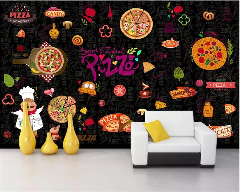 beibehang Custom Personality 3d wallpaper Western restaurant pizza ...