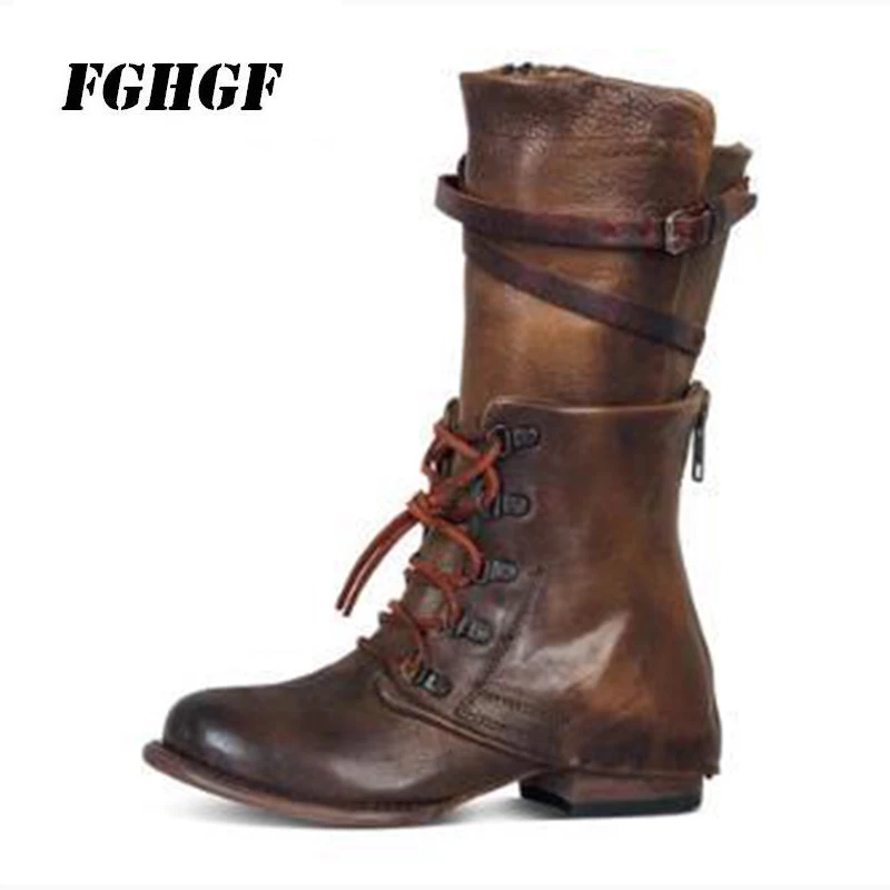 

Autumn and winter new products with low heel riding boots personality belt decoration belt with zipper female boots size 35-43