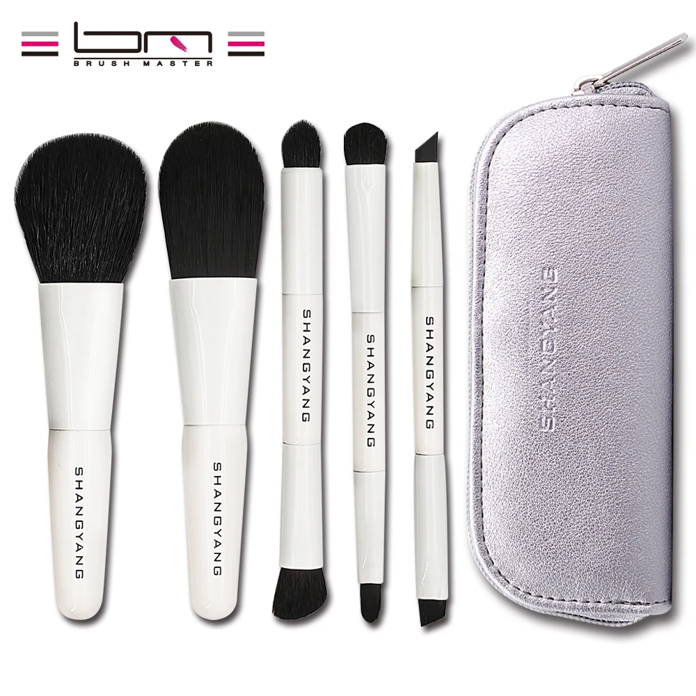 BM 5pcs Mini Makeup Brush Set Professional Natural Hair Wooden Handle