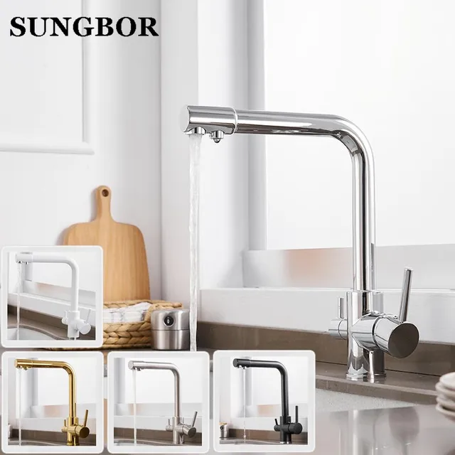 Best Quality 100% Brass Marble Painting Swivel Drinking Water Faucet 3 Way Water Filter Purifier Kitchen Faucets For Sinks Taps CF-9155L