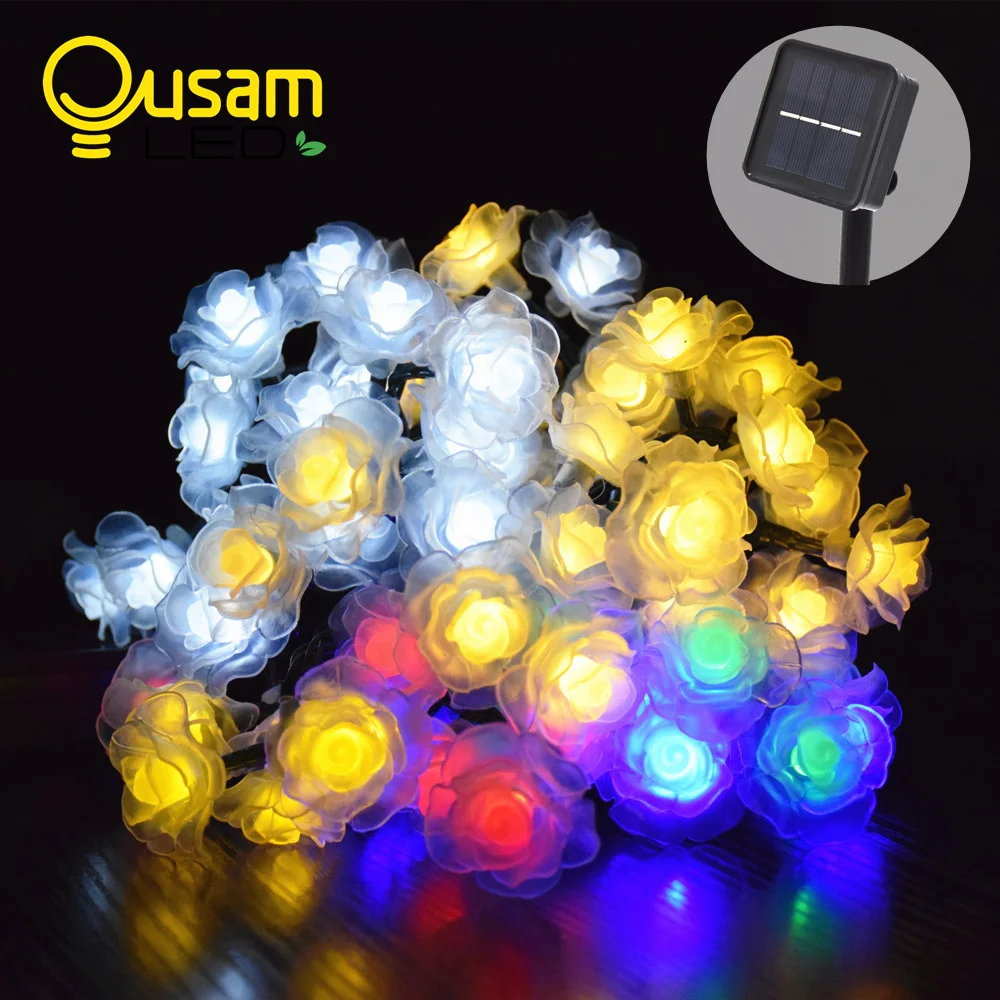 

Solar LED Rose Garland String Fairy Lights Solar Power Light String For Christmas Holiday Garden Lighting Decoration Waterproof