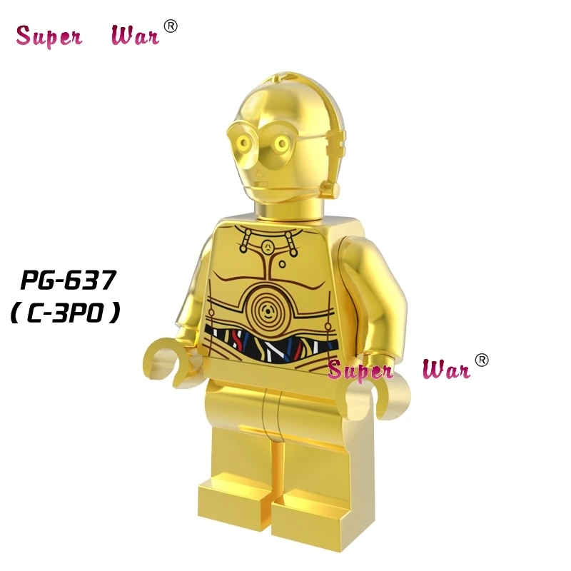 Супергерой поштучная marvel Мстители C3PO золотой, Хромированый строительные блоки наборы Модель Кирпичи игрушки для детей - Цвет: PG637