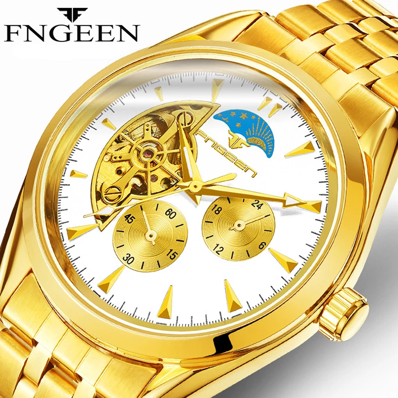 

FNGEEN 2018 Men Watch Design Business Luminous Mens Top Brand Luxury Automatic Fashion Mechanical Watch Clock Relogio Masculino