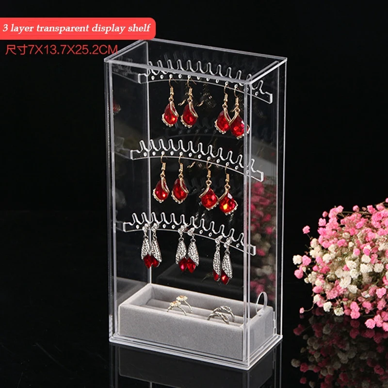 

Acrylic Earring Display Stand Organiser Holder Necklace Earring Studs Storage Clear Jewelry Organizer Box Stand Rack Clear
