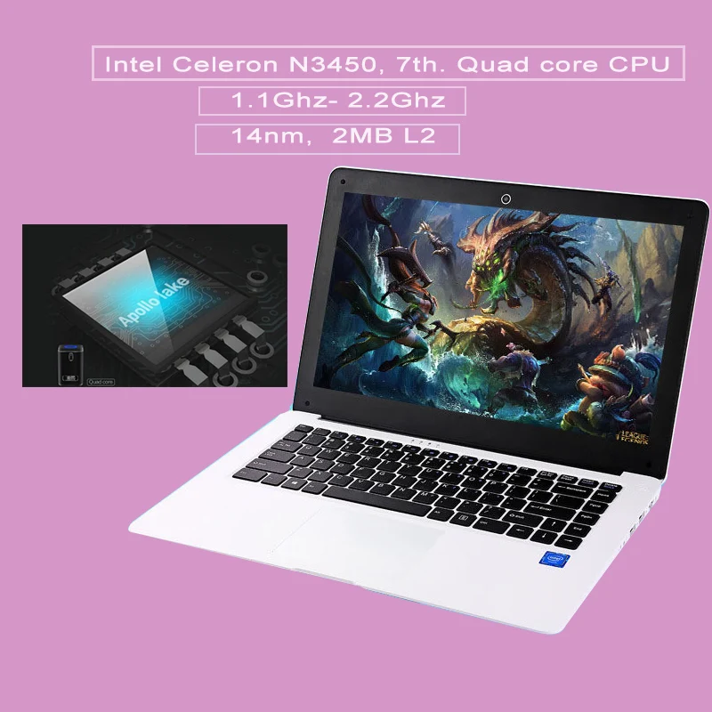 14 inch игровой ноутбук Apollo Lake N3450 Quad core 6 ГБ Оперативная память 64 ГБ 1 ТБ HDD 1920*1080 bluetooth WI-FI HDMI windows 10 ноутбуки