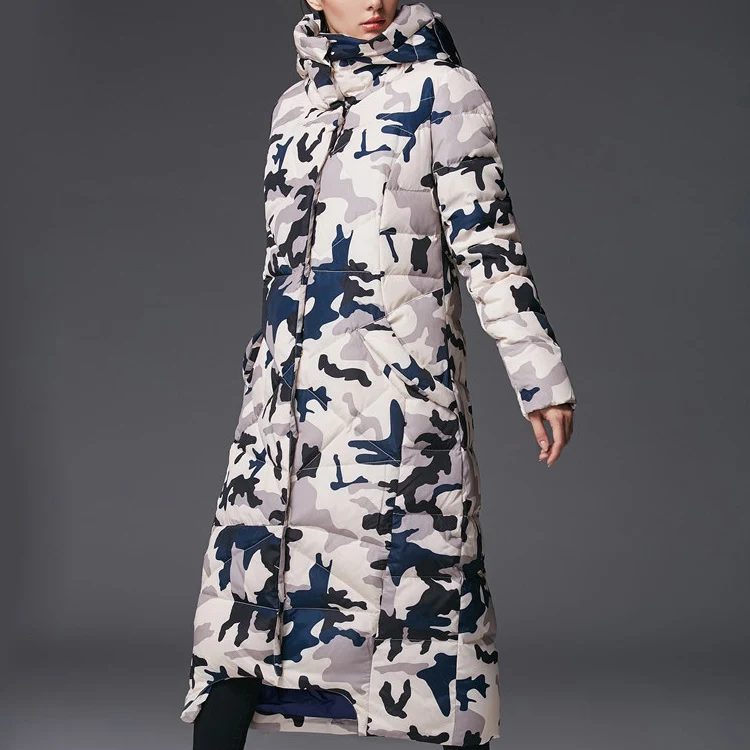 2018 New Women's Winter Down Jackets Female Extra Long Hooded Down Coat High Quality Thick Warm White Duck Down Parka / UV1289