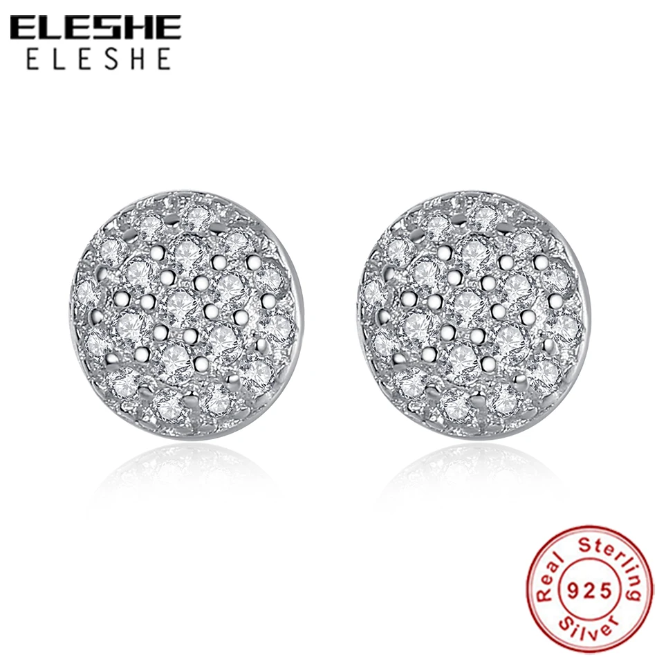 

ELESHE 2019 Summer New 925 Sterling Silver Earrings Clear CZ Dazzling Droplets Stud Earrings for Women Girls Wedding Jewelry