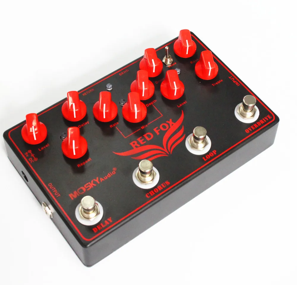 MOSKYAUDIO RED FOX Overdrive, LOOP, Chorus, Delay 4 педали эффектов в 1 блоке педаль эффектов для гитары мультиэффект педаль