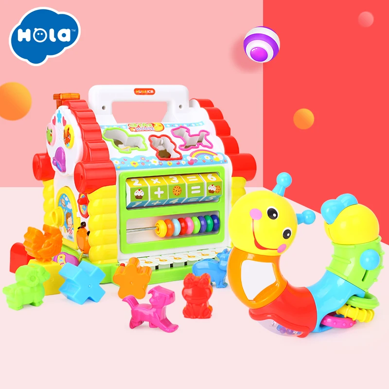 

HOLA 739+786B Early Education 1 Year Olds Baby Toy Multifunctional Musical Activity play Center House with Music/Light/Block
