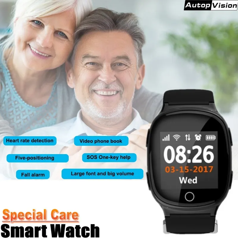 

Elderly Smart Watch GPS LBS WIFI Positioning SOS help Anti-lost Heart Rate Sports Tracker Alarm Wristwatch for Old People Elder
