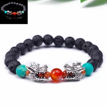 

Natural Stone Lava Chakra Bracelets Bangles Yoga Balance Bead Buddha Prayer Elastic Women Men Couple Bracelet pulseira masculina