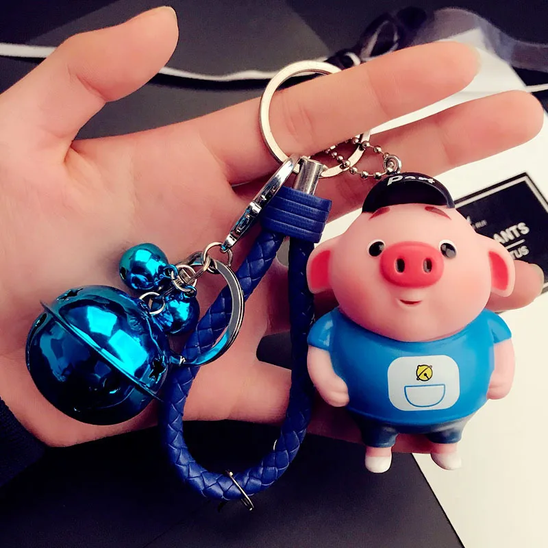 Crystal Cute Pig Keyrings 3D Key Chain Car Keychain Key Holder Bag Pendant Charm