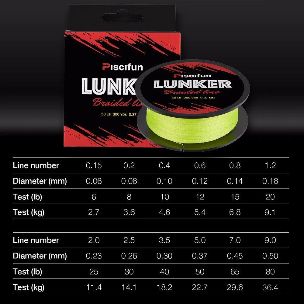 Piscifun Lunker 274 M هولندا PE الألياف مضفر خيط صنارة الصيد 0.06-0.5mm 4 فروع 6-80lb المتعددة الشعيرات قوي خيط صنارة الصيد