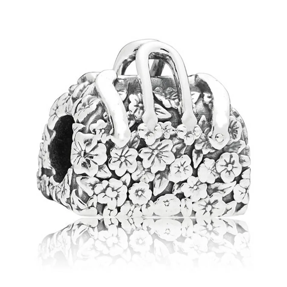 

Authentic S925 Sterling Silver DIY Jewelry Flowers Mary Poppins Bag Charm fit Pandora Bracelet Bangle