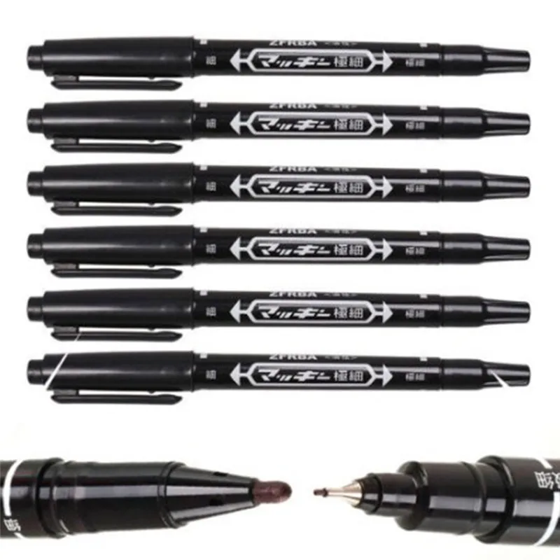 

1pc/10pcs For Permanent Makeup Dual-Tip Black Tattoo Skin Marker Piercing Marking Pen Tattoo Supply