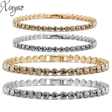 XINYAO Регулируемый кристаллический круглый циркониевый Теннисный браслет браслеты для женщин модные Pulseira Feminina золотая цепочка звено браслет