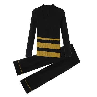 Модный темперамент костюм для женщин зима высокое качество женский корейский свитер пальто+ широкие брюки два комплекта для женщин