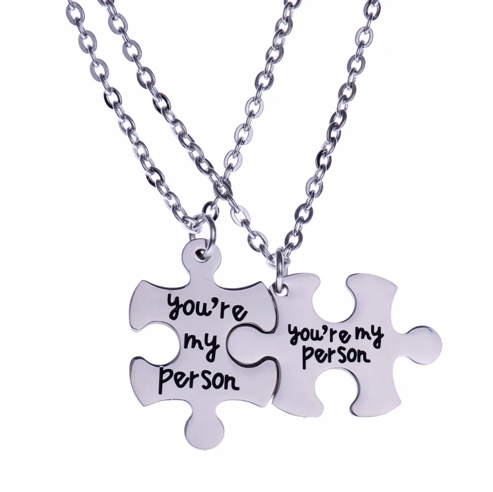 2pcs Best Friend Pendant Necklace Hand Stamped Friendship Half a Person