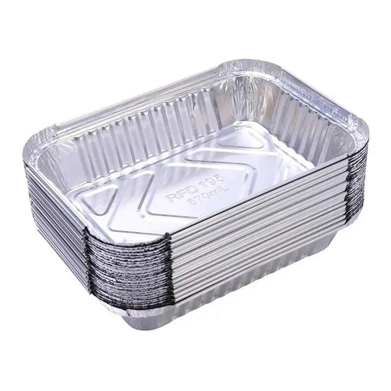 

10 Pcs BBQ Tin Foil Box Disposable Aluminum Foil Carryout Box Container Without Cover for Barbecue Grilled Baking