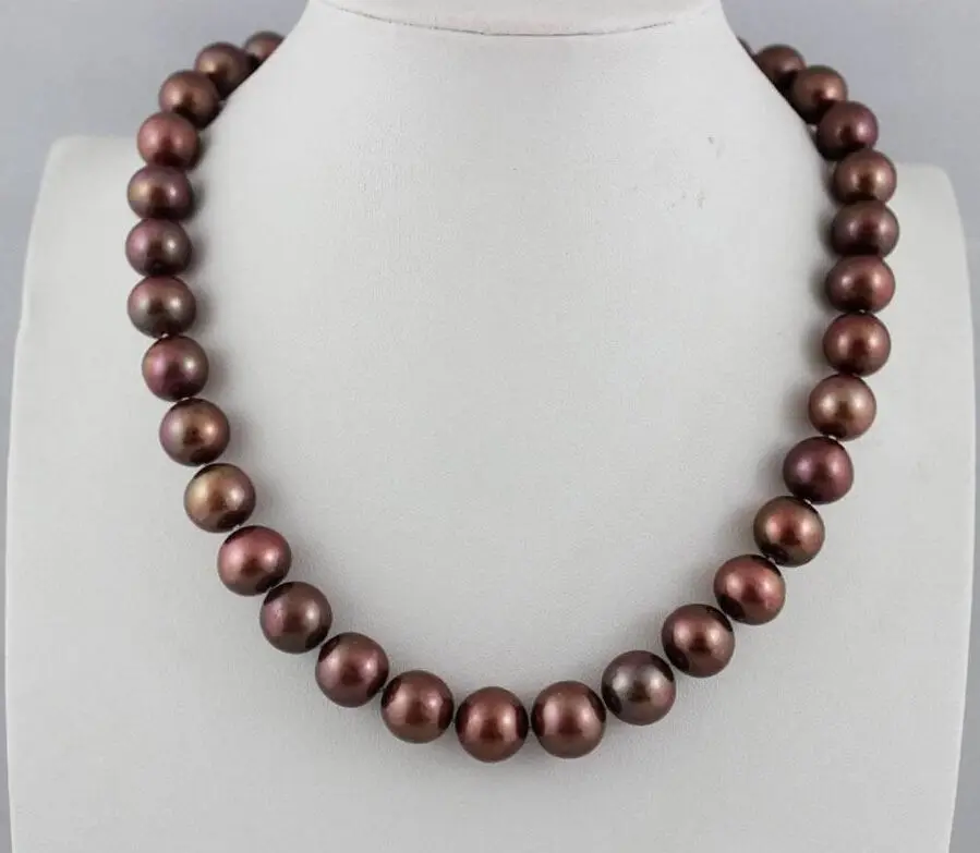 

Beautiful Natural 10-11mm Chocolate South Sea Pearl Necklace yellow 14k clas ^^^@^Noble style Natural Fine jewe FREE SHIPPING