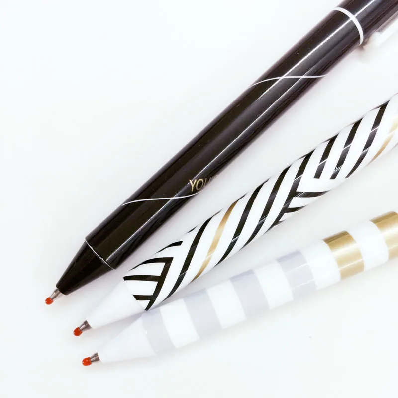 

3X Simple Stripe Gel Pen School Office Supply Student Stationery Writing Signing Press Pen Black Ink 0.5mm Kids Gift