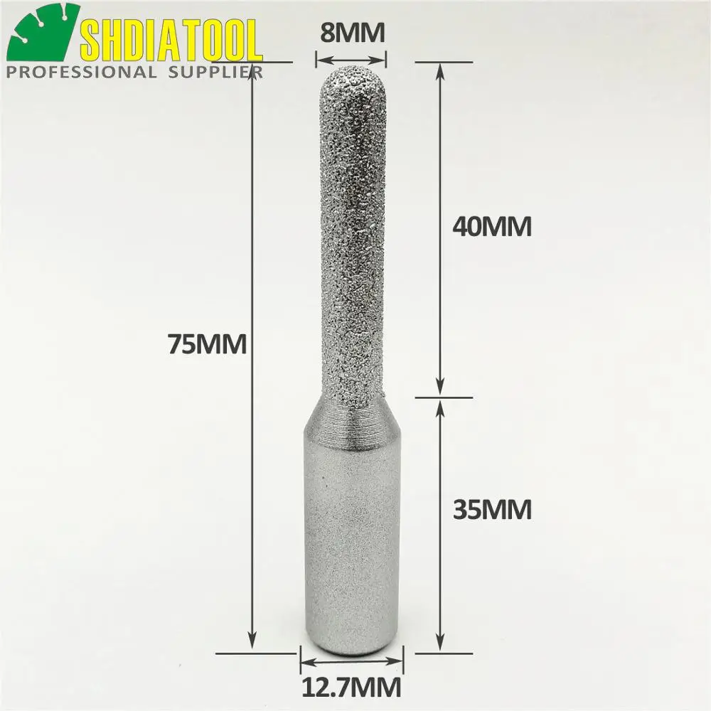 SHDIATOOL № 3 диаметр 8 мм Вакуумные пайки алмазные фрезы с 1/" хвостовиком для гранита мрамора фрезерный станок(для гравировки) каменный край profie