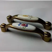 96mm ceramic kitchen cabinet handles bronze dresser pull antique brass drawer cupboard furniture handles pulls knob