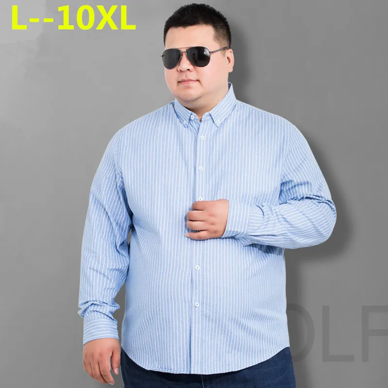 Плюс Большой Размеры 10XL 8XL 7XL 6XL 5XL мужские Бизнес Повседневное футболки с длинными рукавами Классический Полосатый мужской социальной