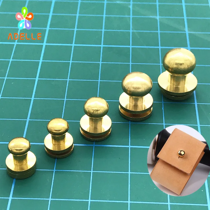 

5/6/7/8/9/10mm Leather Solid Brass Durable Belt Screw/Nail Rivet/round head button stud/chicago screw DIY free shipping 40sets