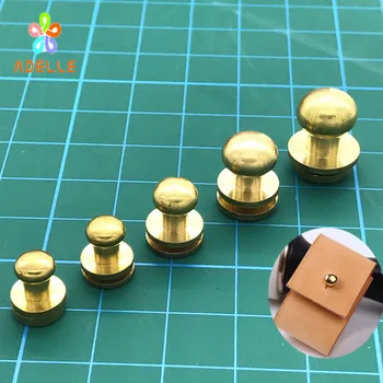 

5/6/7/8/9/10mm Leather Solid Brass Durable Belt Screw/Nail Rivet/round head button stud/chicago screw DIY free shipping 40sets