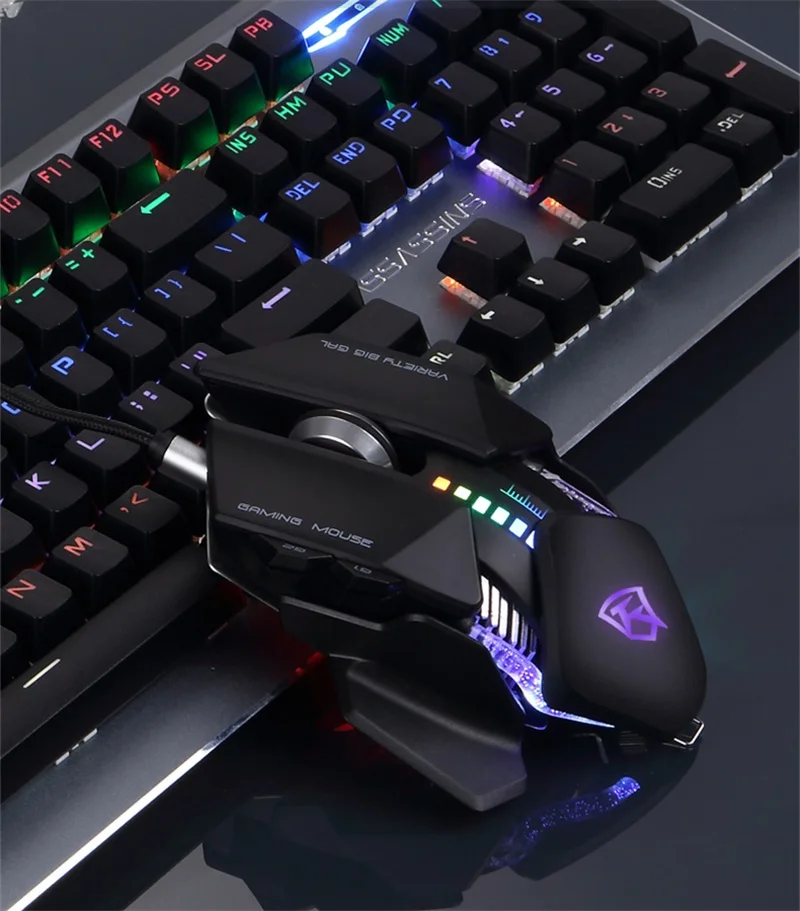 FELYBY P1 профессиональные RGB регулируемые мыши 4000 dpi 7 кнопок оптическая USB Механическая программируемая Проводная игровая мышь